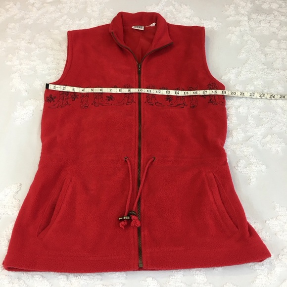 Line Two red fleece zip front western style vest - Picture 11 of 16